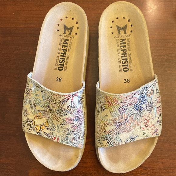 MEPHISTO Slide Sandals Hanik Womwna EU 36. Pompei Multi-color. Leather slip on - Picture 2 of 10